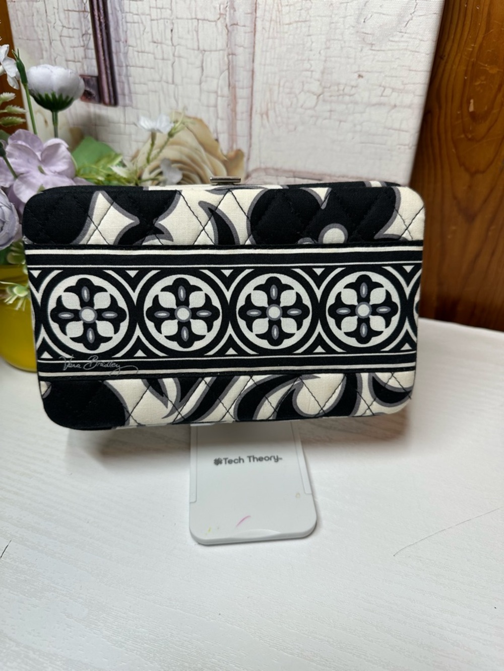 Vera Bradley Black and Cream Quilted Clutch Wallet